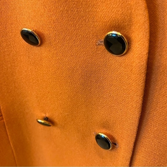 Oleg Cassini Vintage orange wool blend blazer jacket, doublebreasted buttons, M - Picture 6 of 14